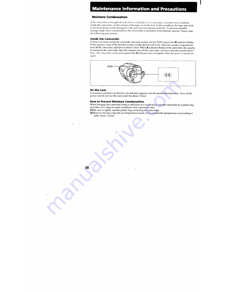 Sony CCD-TR614 - Video Camera Recorder 8mm Operation Manual Download Page 38