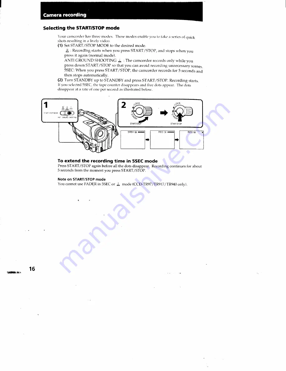 Sony CCD-TR940 - Video Camera Recorder Hi8&trade Operating Instructions Manual Download Page 14