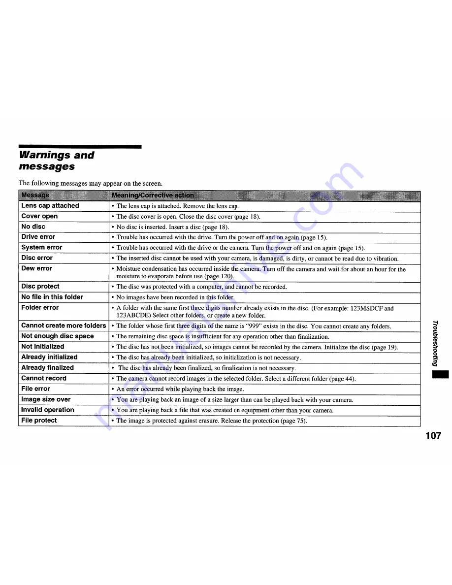 Sony CD Mavica MVC-CD500 Operating Instruction Download Page 107