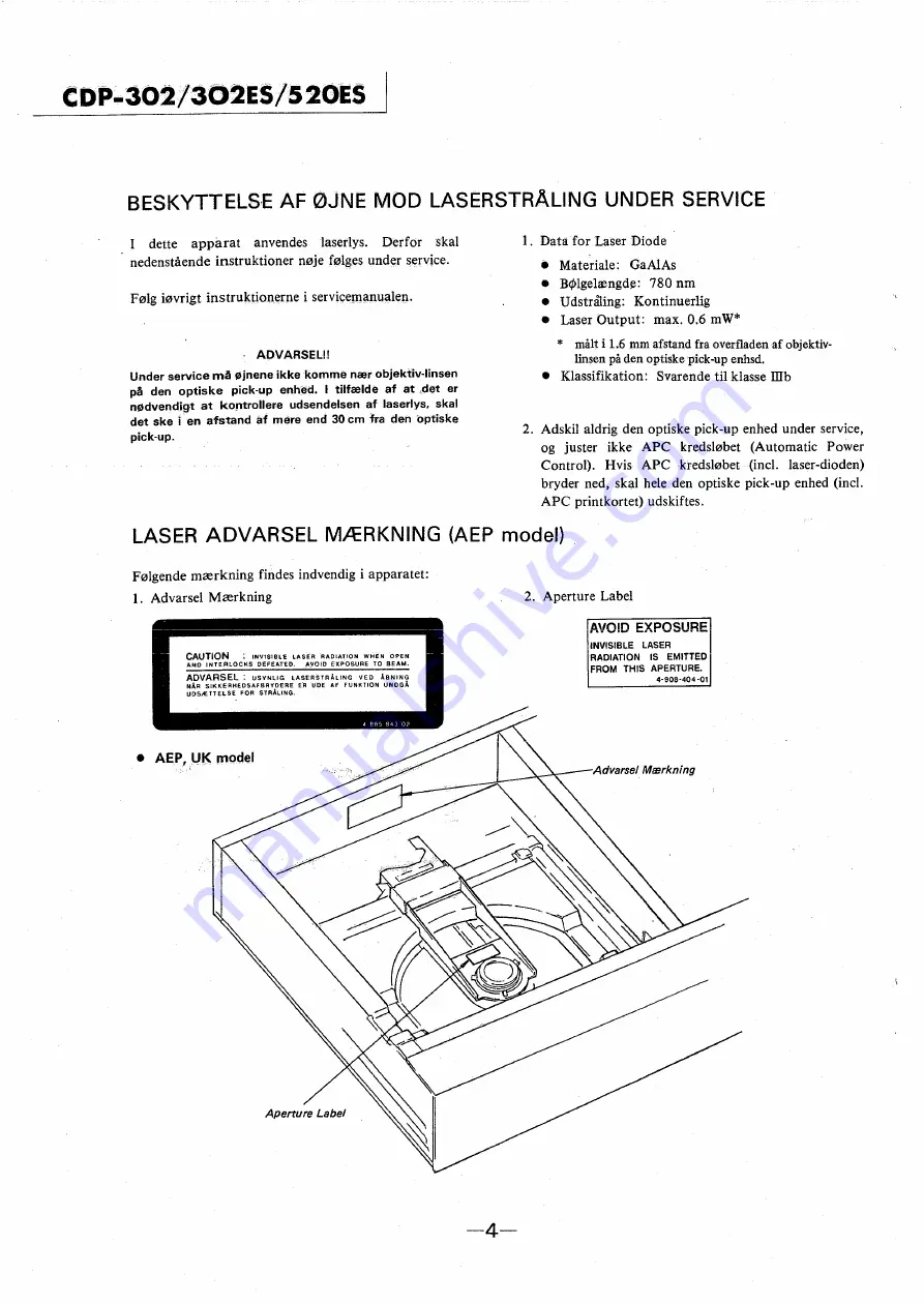 Sony CDP-302 Service Manual Download Page 4