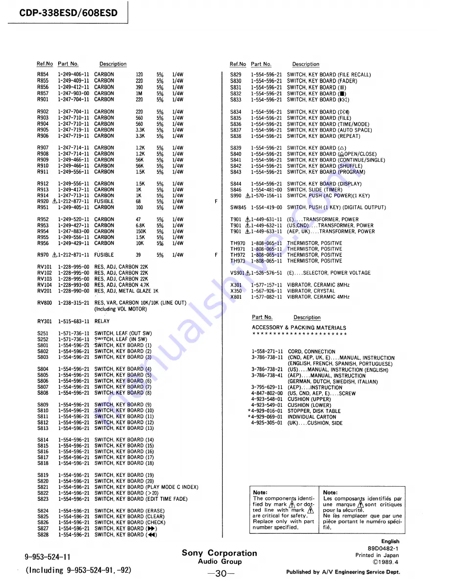 Sony cdp 338esd Service Manual Download Page 20