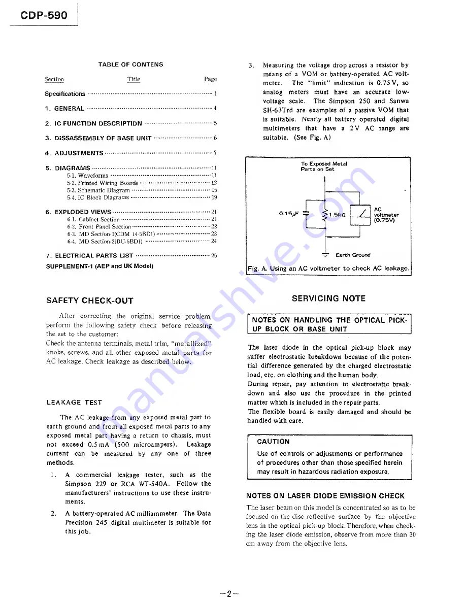 Sony CDP-590 Service Manual Download Page 2