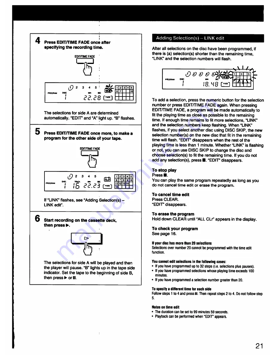 Sony CDP-C445 Operating Instructions Manual Download Page 21