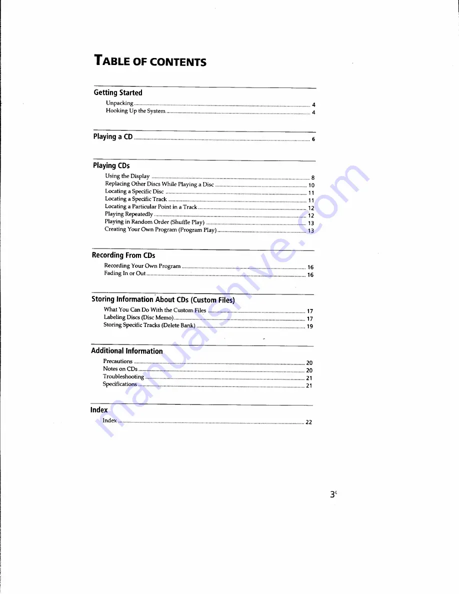 Sony CDP-CA70ES - Compact Disc Player Operating Instructions Manual Download Page 3