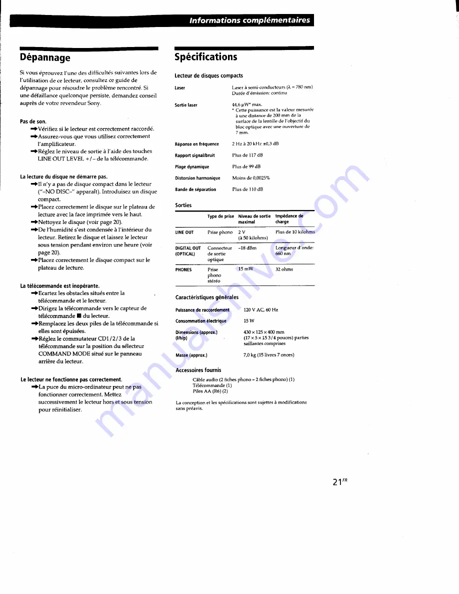 Sony CDP-CA70ES - Compact Disc Player Operating Instructions Manual Download Page 42