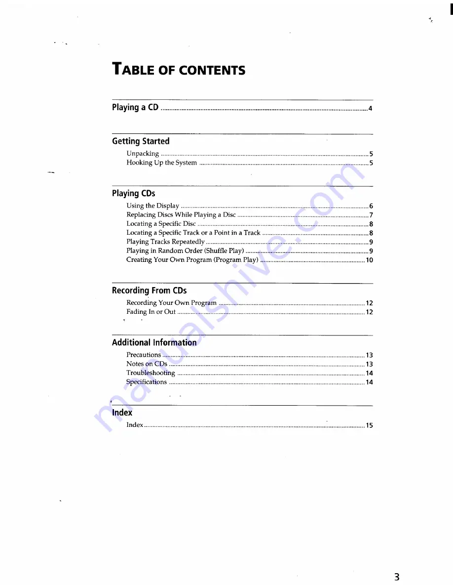 Sony CDP-CA7ES - 5 Disc Cd Changer Operating Instructions Manual Download Page 3