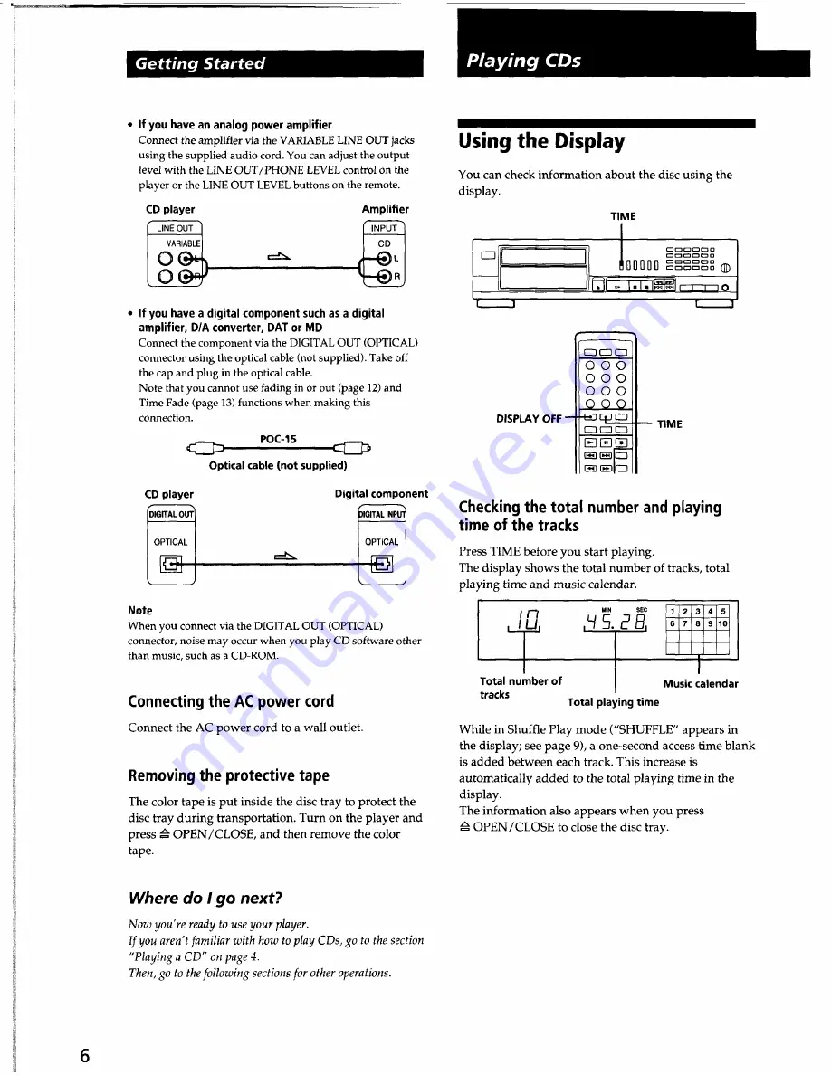 Sony CDP-XA1ES Operating Instructions Manual Download Page 6