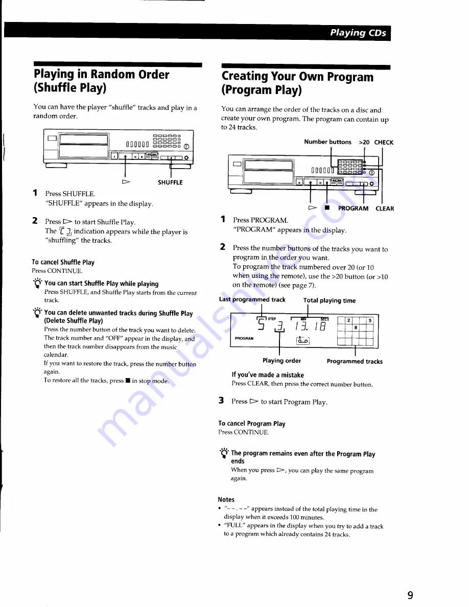 Sony CDP-XA1ES Operating Instructions Manual Download Page 9