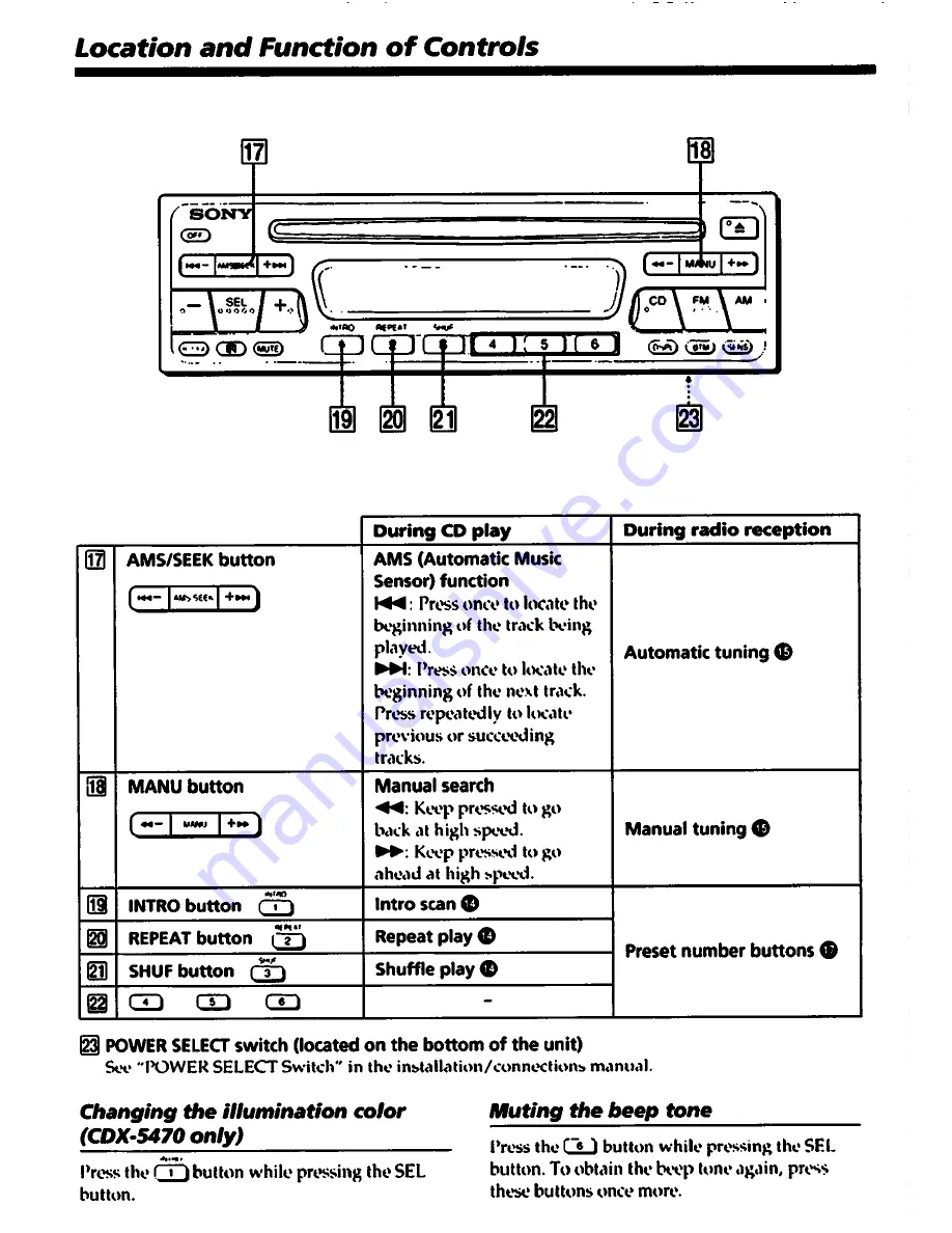 Sony CDX-5070 Operating Instructions Manual Download Page 8