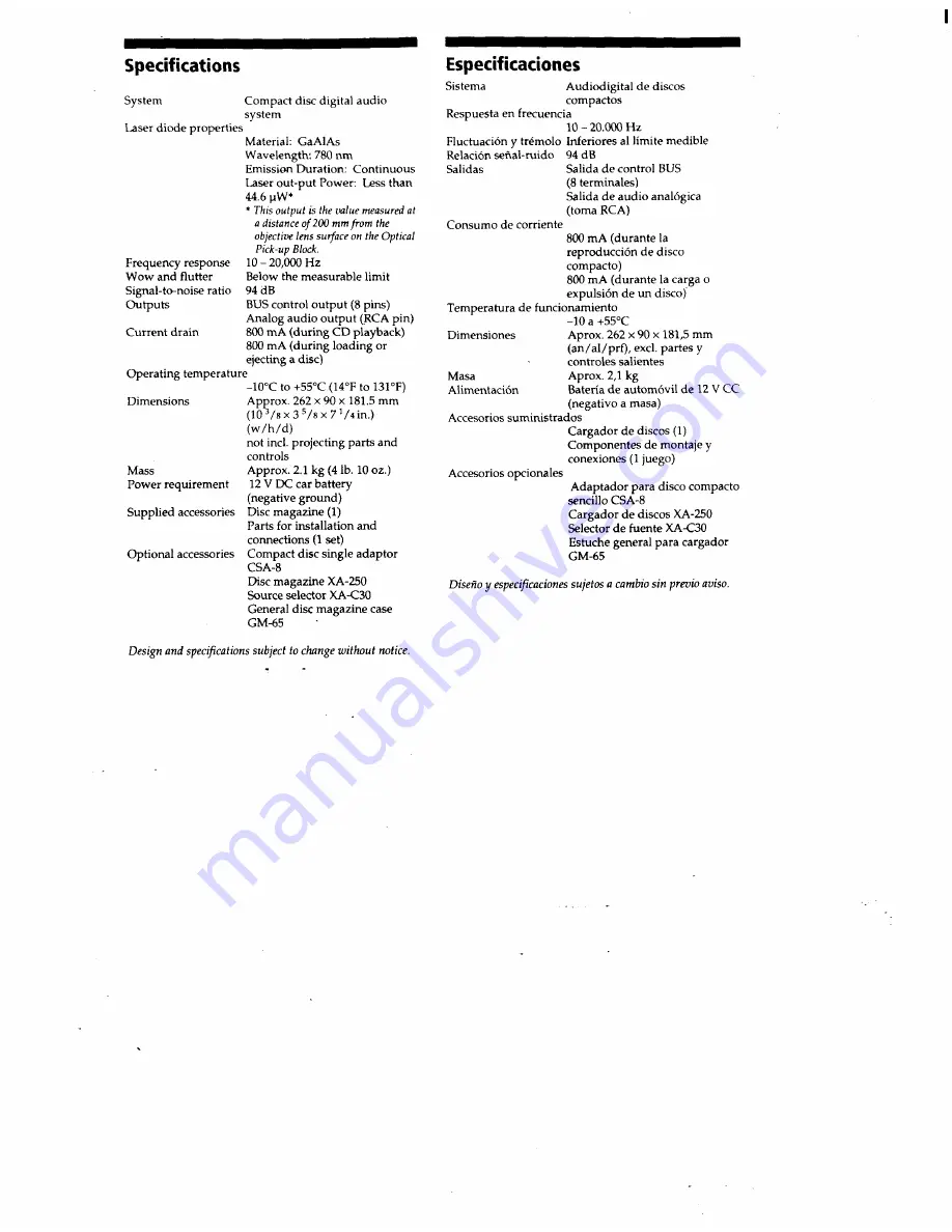 Sony CDX-705 - Compact Disc Changer System Operating Instructions Manual Download Page 7