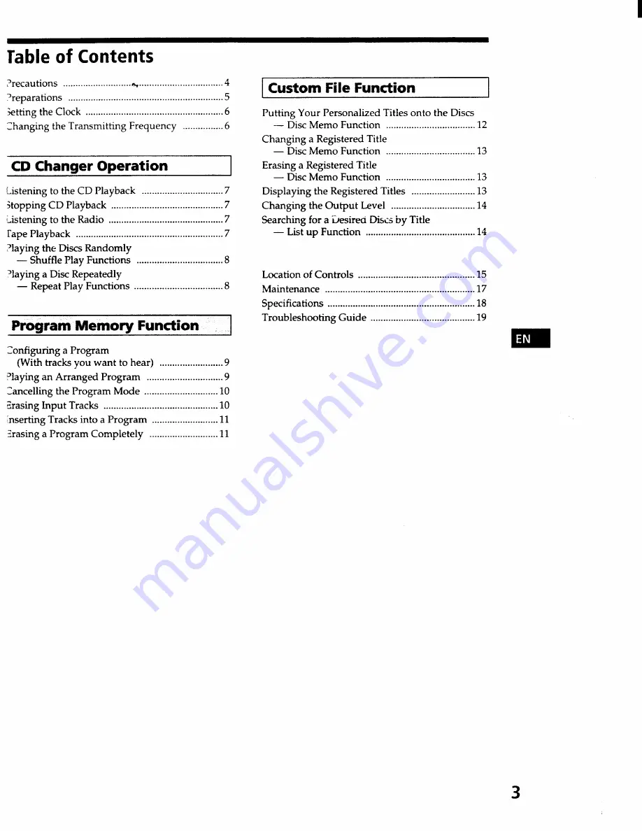 Sony CDX-71RF - Compact Disc Changer System Operating Instructions Manual Download Page 5