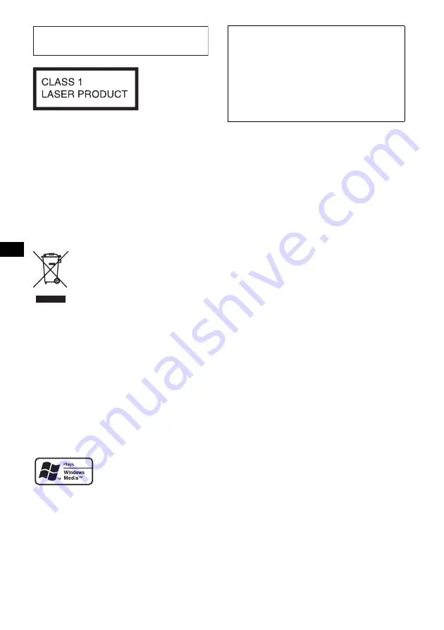 Sony CDX-GT121 Operating Instructions Manual Download Page 2