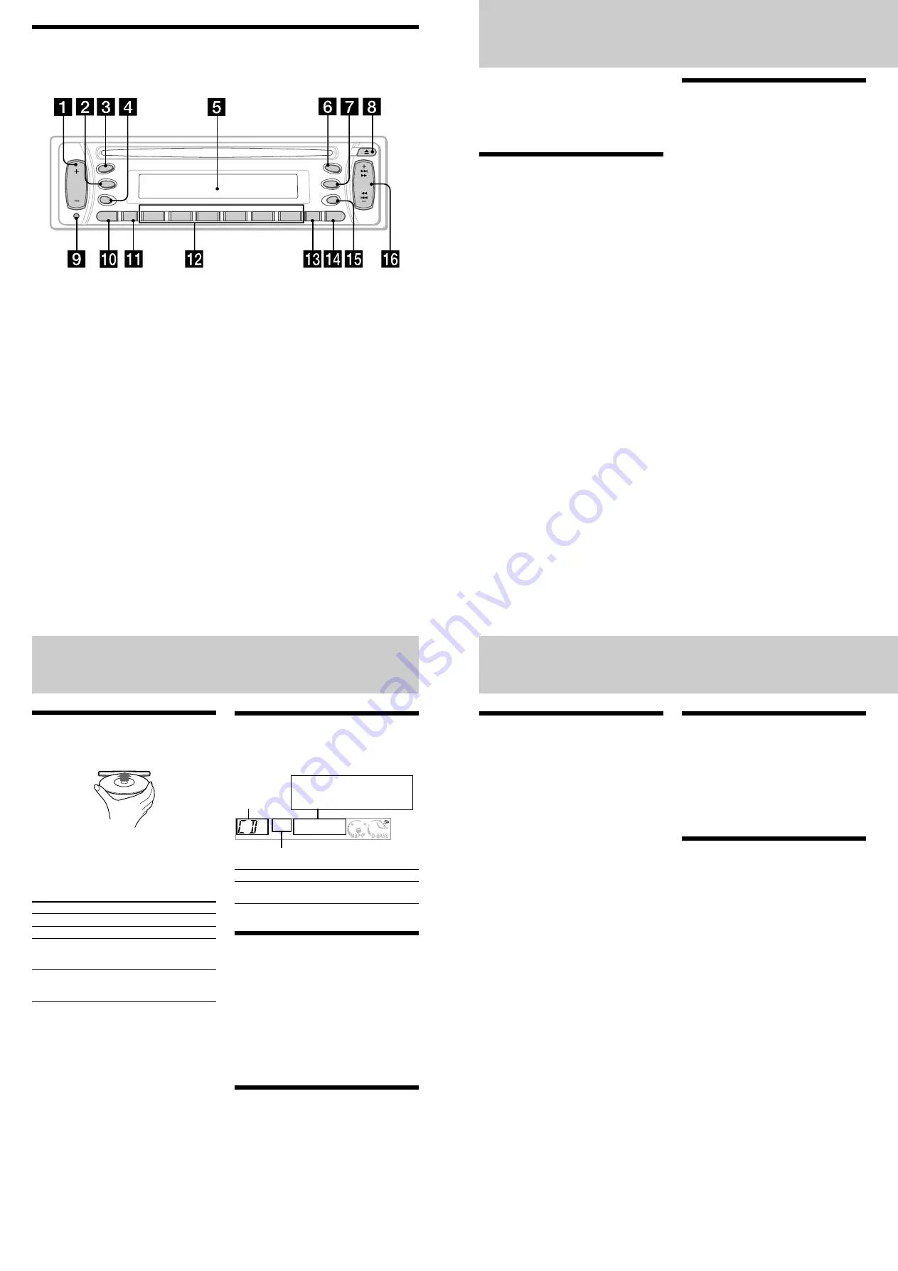 Sony CDX-L250 - Fm/am Compact Disc Player Operating Instructions Download Page 3