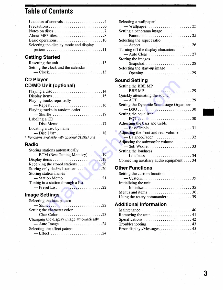 Sony CDX-M9905X Operating Instructions Manual Download Page 3