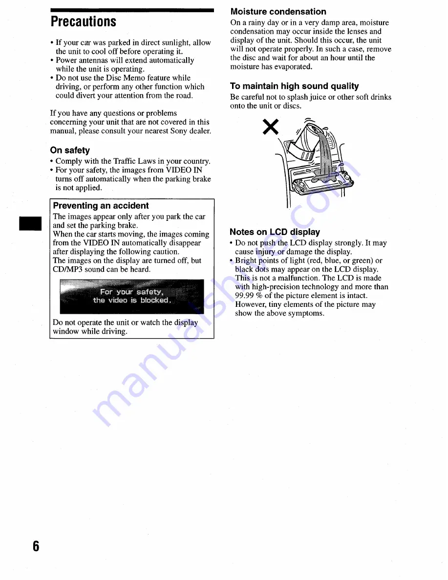 Sony CDX-M9905X Operating Instructions Manual Download Page 6