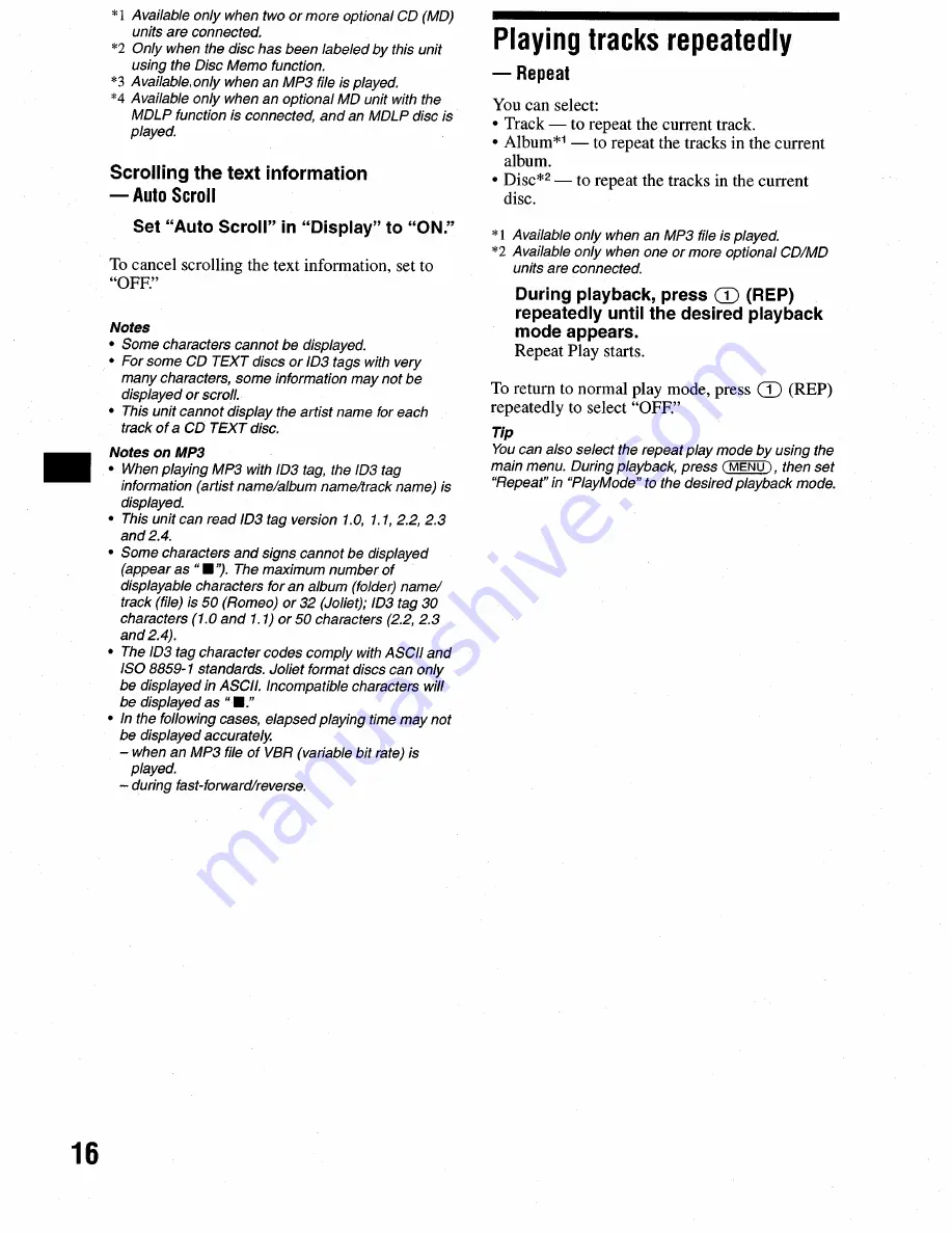 Sony CDX-M9905X Operating Instructions Manual Download Page 16