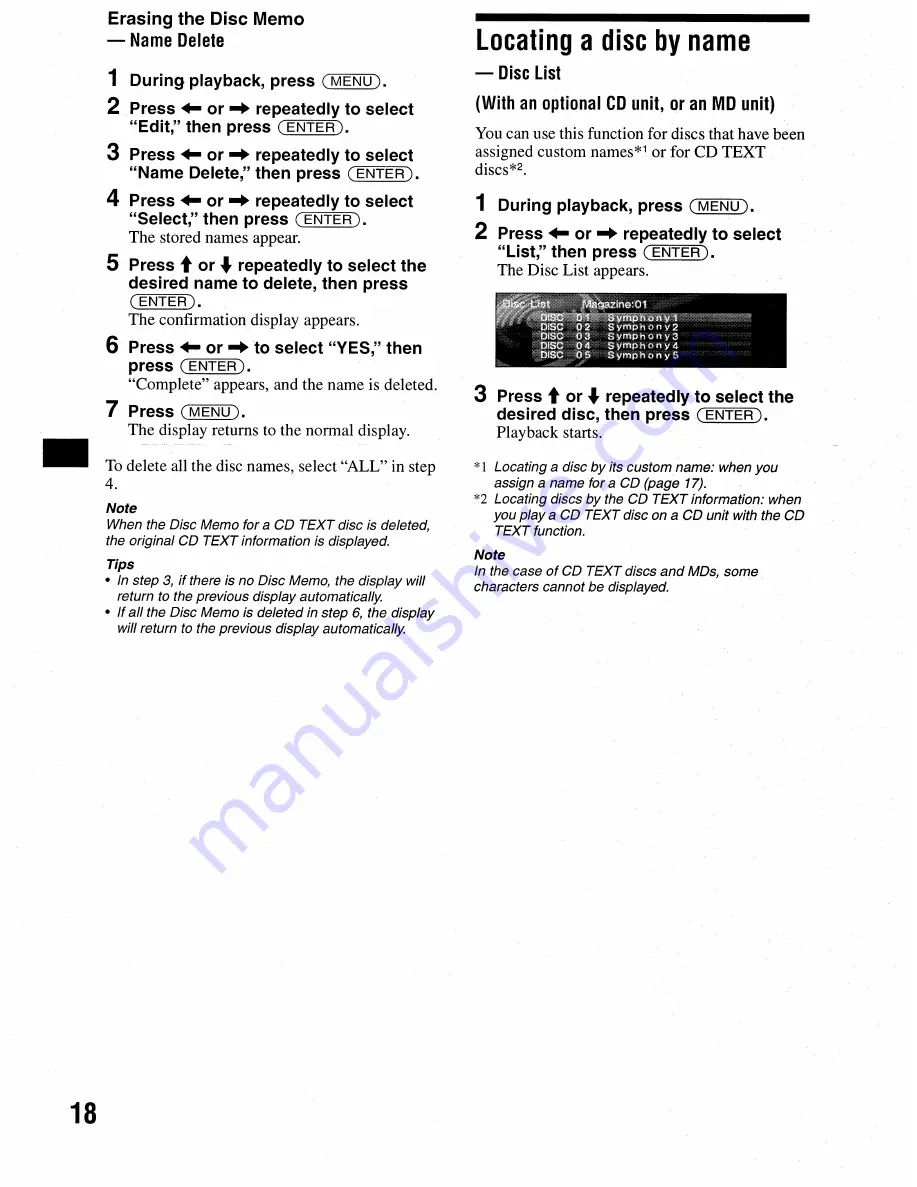 Sony CDX-M9905X Operating Instructions Manual Download Page 18