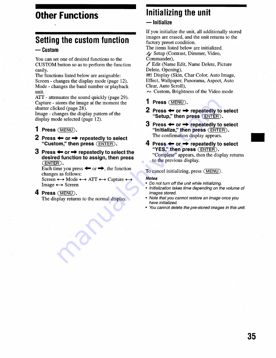 Sony CDX-M9905X Operating Instructions Manual Download Page 35