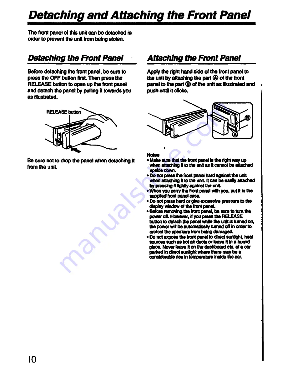 Sony CDX-U6260 Operating Instructions Manual Download Page 10