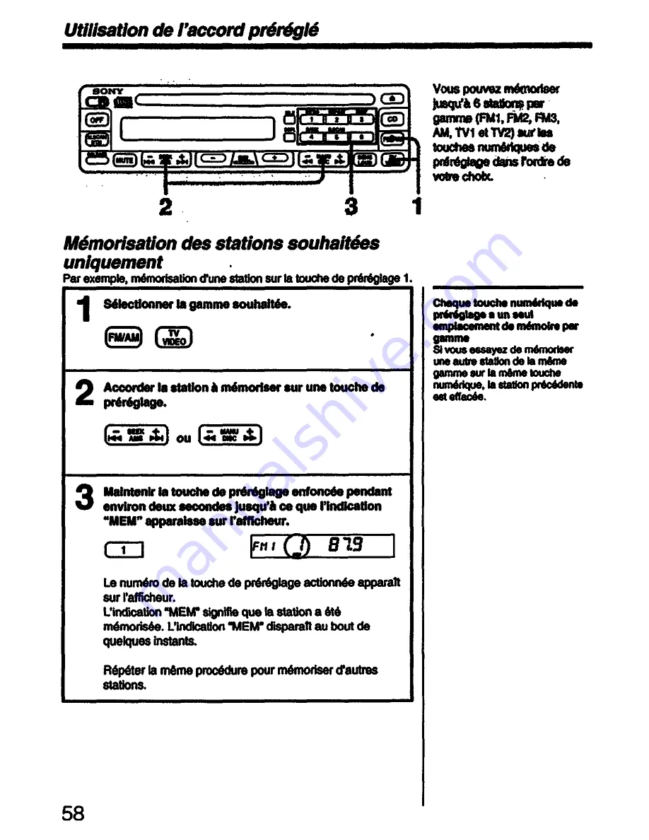 Sony CDX-U6260 Operating Instructions Manual Download Page 58