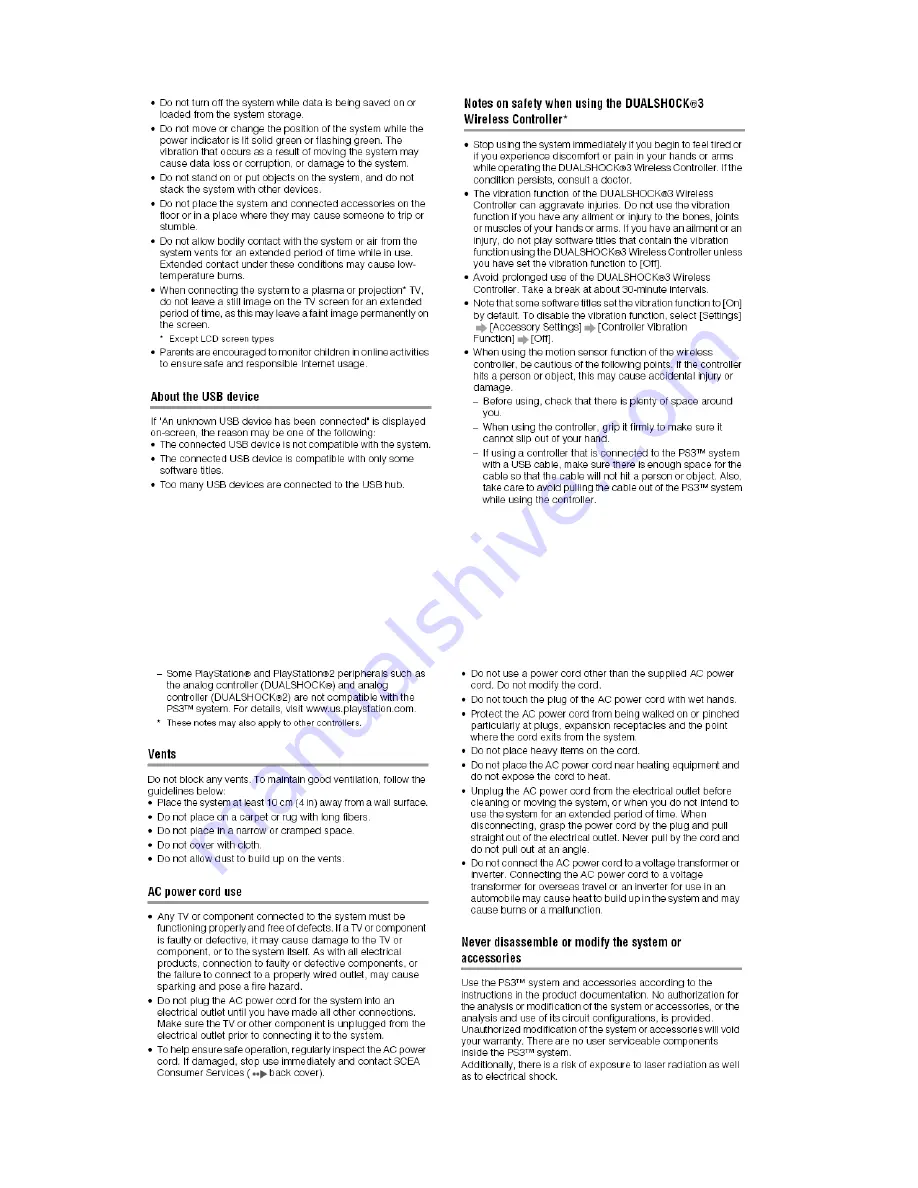 Sony CECH-4301A PS3 Safety And Support Download Page 4