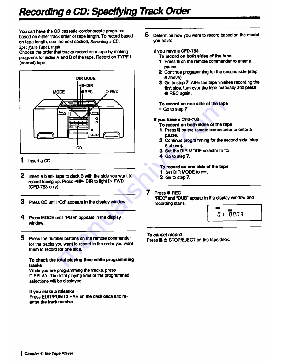 Sony CFD-758 Operating Instructions Manual Download Page 26