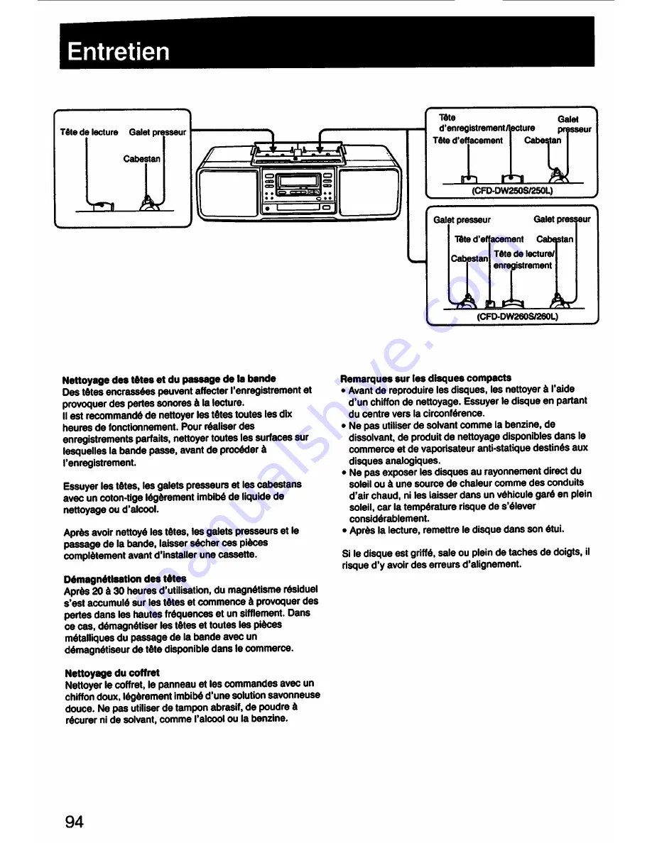 Sony CFD-DW250L Operating Instructions Manual Download Page 94