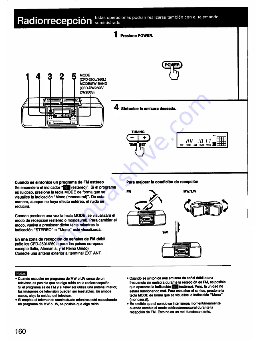 Sony CFD-DW250L Operating Instructions Manual Download Page 160