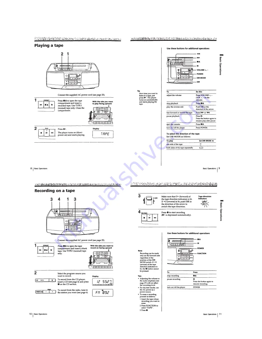 Sony CFD-S39 - Cd Radio Cassette-corder Скачать руководство пользователя страница 6