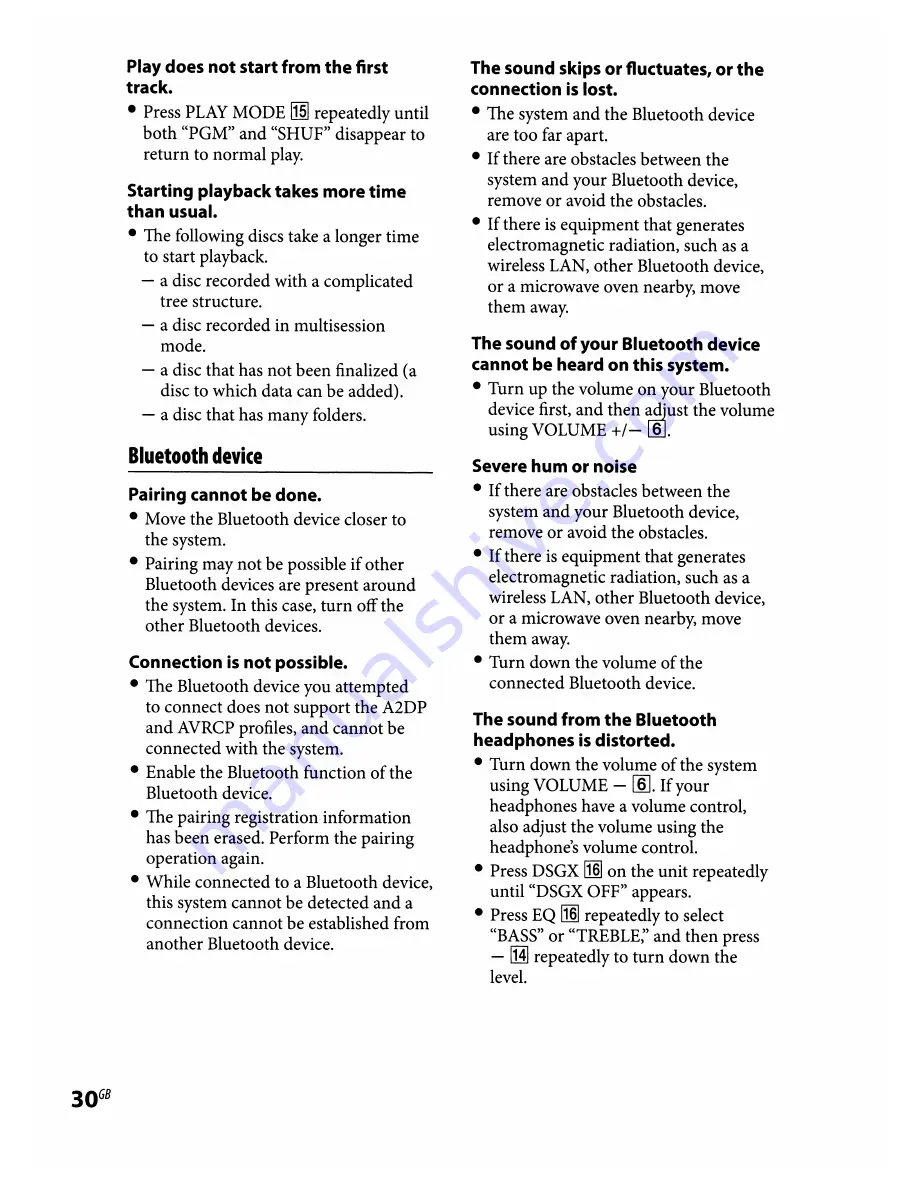 Sony CMT-HX7BT Operating Instructions Manual Download Page 30