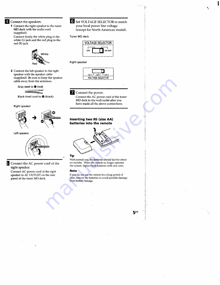 Sony CMT-M11C - Compact Component System Operating Instructions Manual Download Page 5