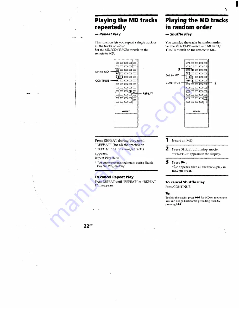 Sony CMT-M11C - Compact Component System Operating Instructions Manual Download Page 22