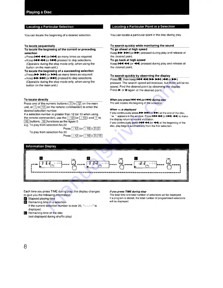 Sony Compact disc player Operating Instructions Manual Download Page 8