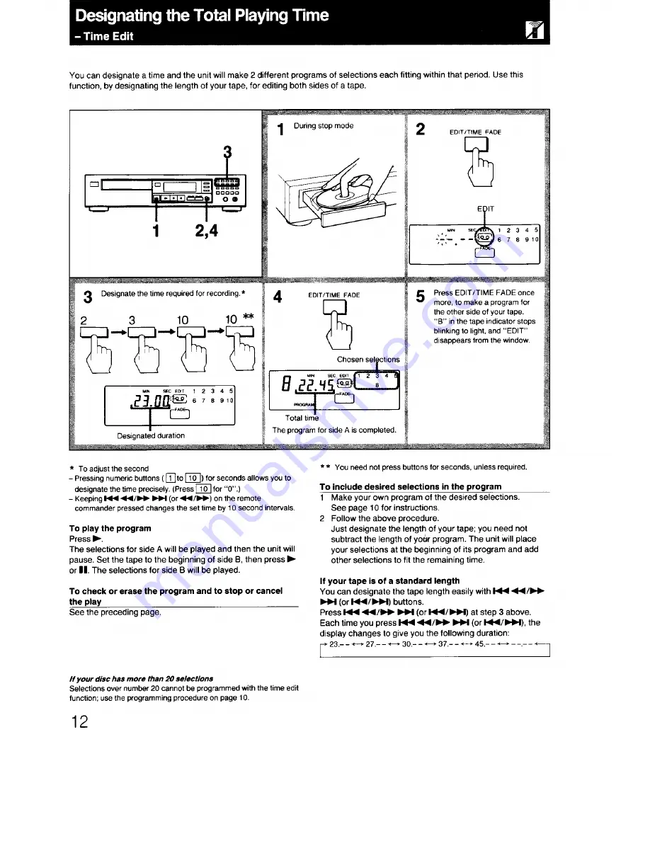 Sony Compact disc player Operating Instructions Manual Download Page 12