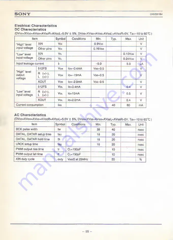 Sony CXD2701Q Data Book Download Page 92