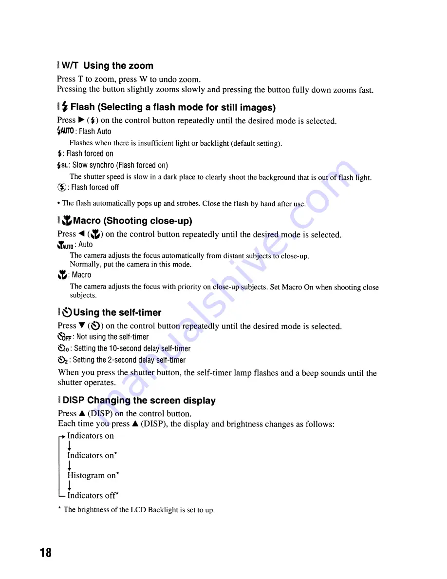 Sony Cyber-shot DSC-H50 Instruction Manual Download Page 18