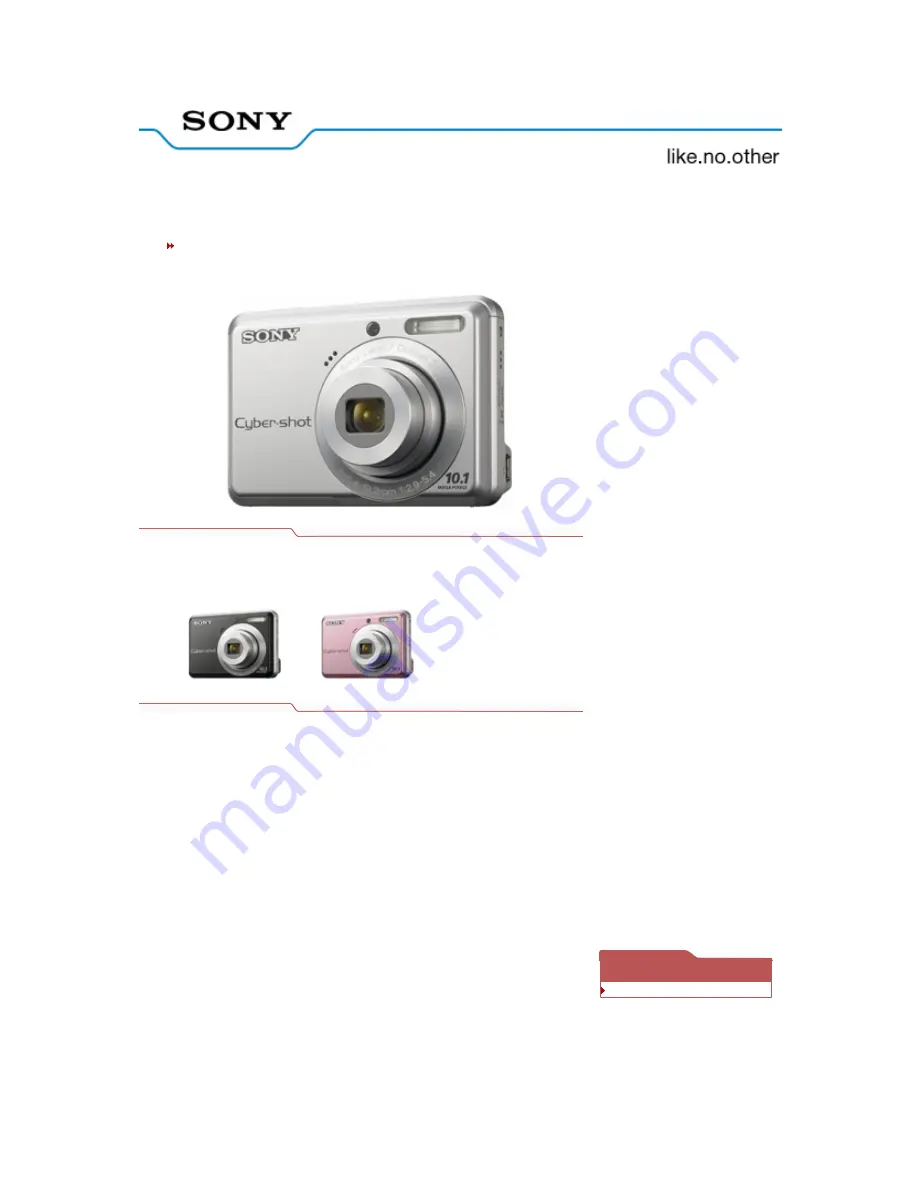 Sony Cyber-shot DSC-S930 Technical Specifications Download Page 1