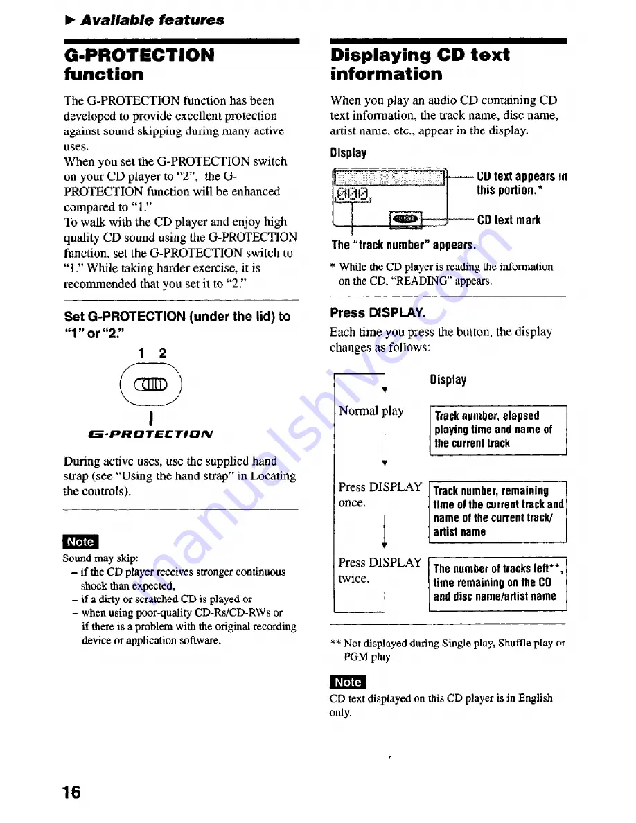 Sony D-CS901 - Portable Cd Player Operating Instructions Manual Download Page 16