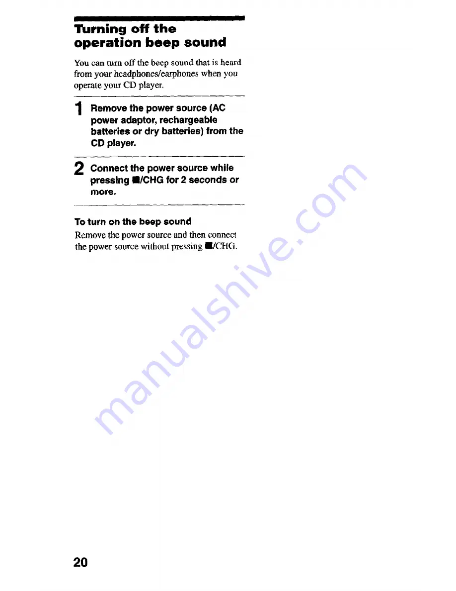 Sony D-CS901 - Portable Cd Player Operating Instructions Manual Download Page 20