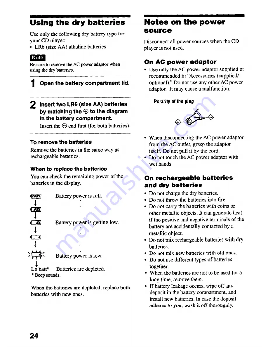 Sony D-CS901 - Portable Cd Player Operating Instructions Manual Download Page 24