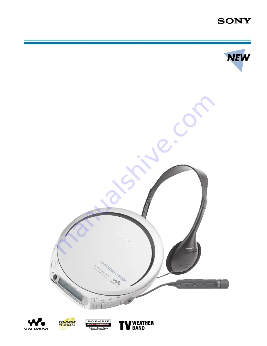 Sony D-FJ210 - CD Walkman Player Specifications Download Page 1