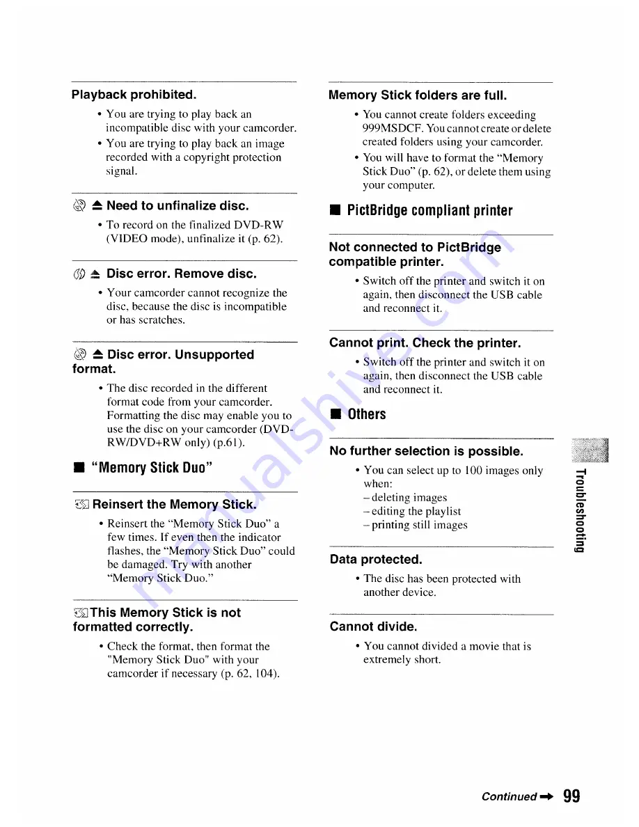 Sony DCR-DVD506 Operating Manual Download Page 99