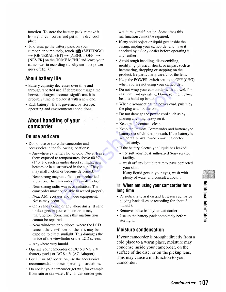 Sony DCR-DVD506 Operating Manual Download Page 107