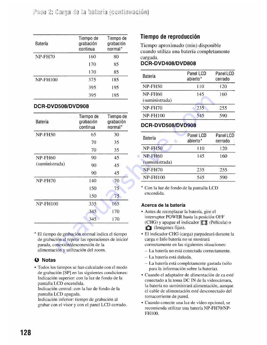 Sony DCR-DVD506 Скачать руководство пользователя страница 128