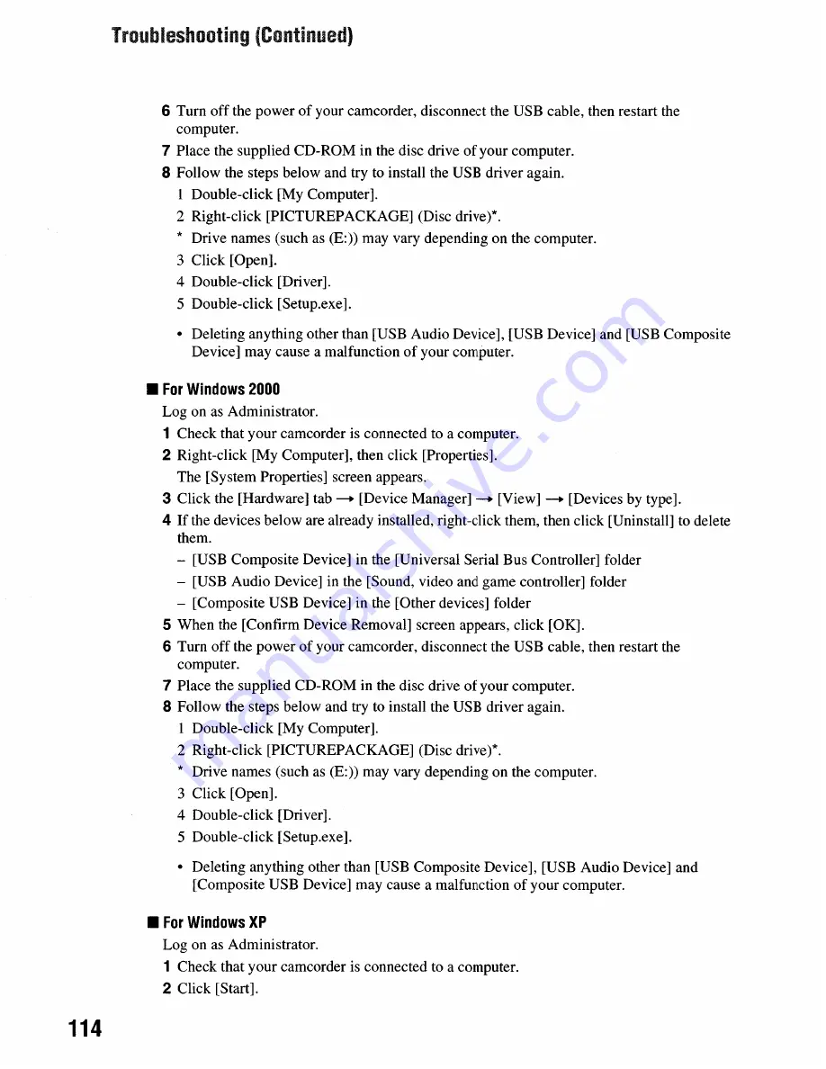 Sony DCR-HC36 - MiniDV Digital Handycam Camcorder Operating Manual Download Page 114