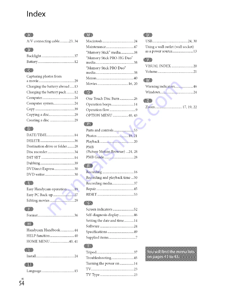 Sony DCR-SX40 Operating Manual Download Page 54