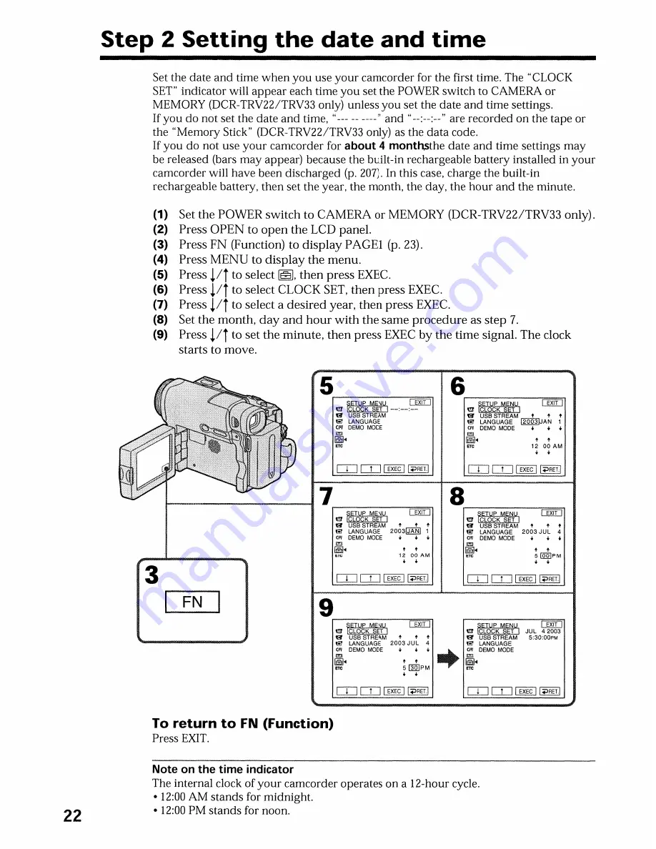 Sony DCR-TRV19 Manual de instrucciones / Manual de instrucoes Operating Instructions Manual Download Page 22