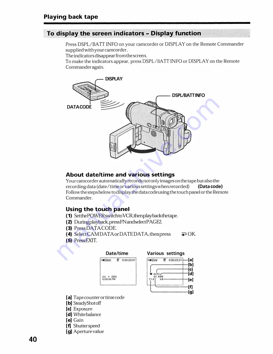 Sony DCR-TRV19 Manual de instrucciones / Manual de instrucoes Скачать руководство пользователя страница 40