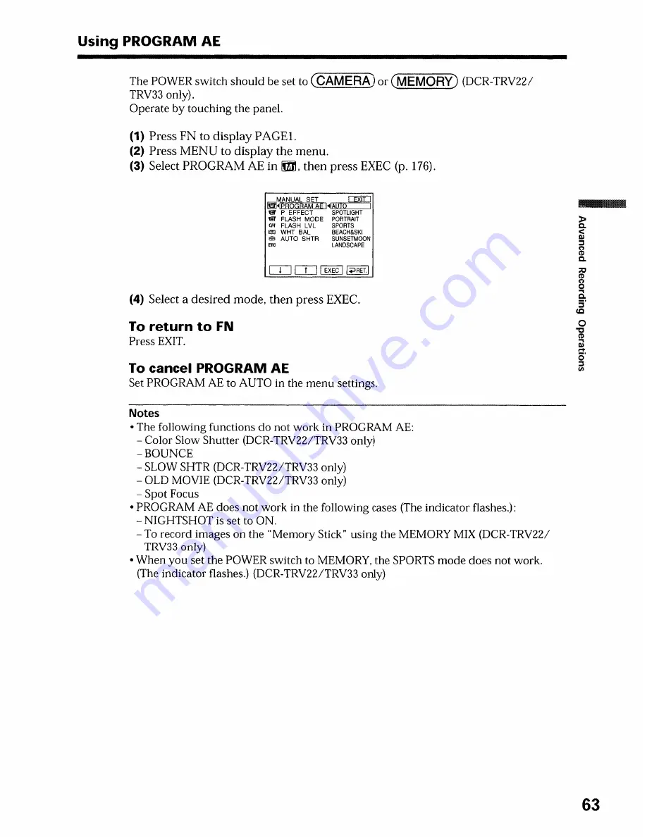 Sony DCR-TRV19 Manual de instrucciones / Manual de instrucoes Operating Instructions Manual Download Page 63