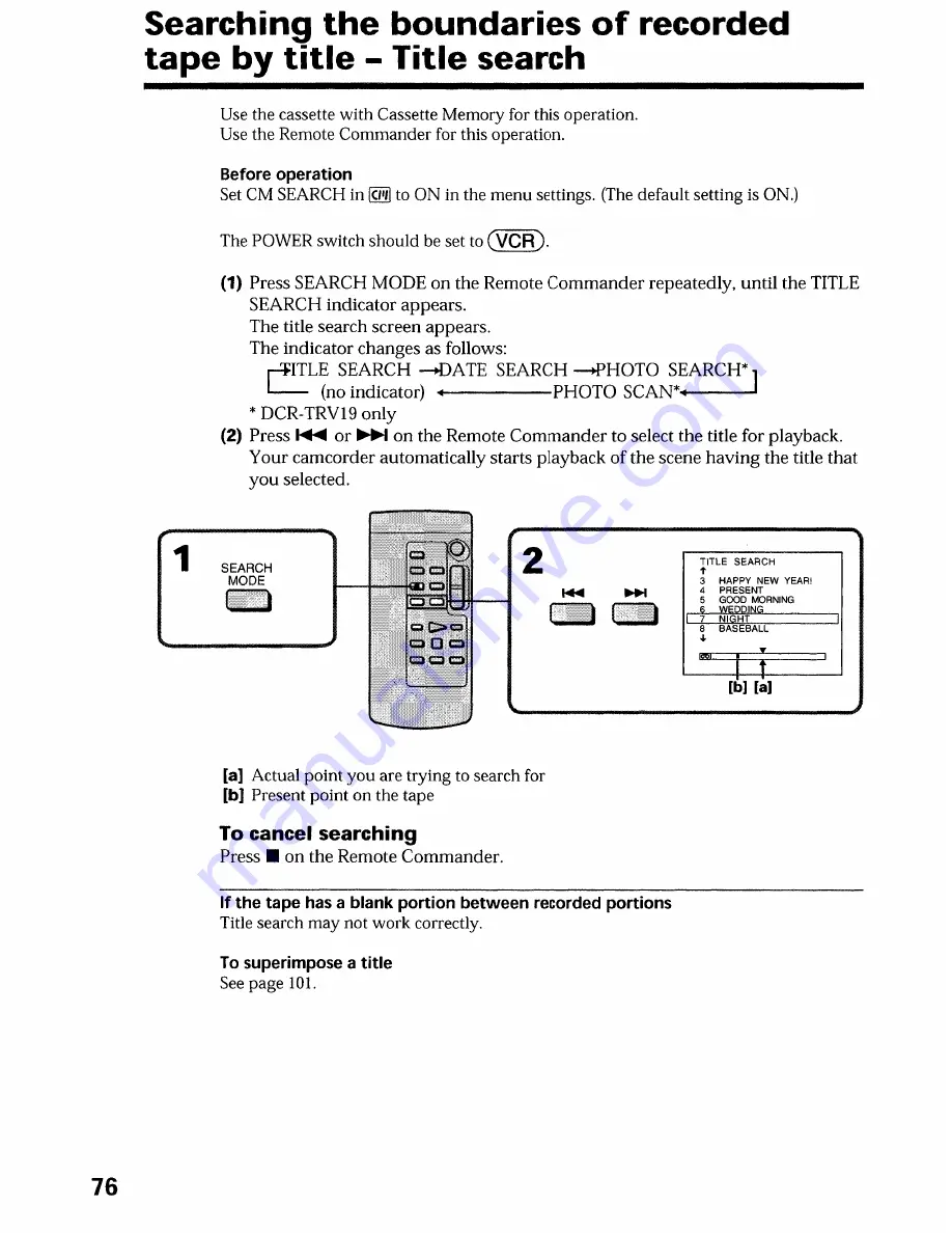 Sony DCR-TRV19 Manual de instrucciones / Manual de instrucoes Скачать руководство пользователя страница 76